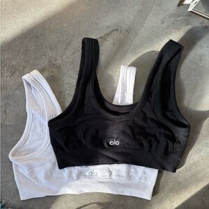 ALO Yoga Black & White Scoop Neck Sports Bras - Set of 2